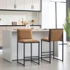 Set of 2 Linen Fabric Upholstered Counter Height Bar Stools,Modern Stainless Frame Bar Stool,Armless Kitchen Dining Room Bar Stool-Coolbibila - 2 of 4