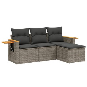 vidaXL Garden Sofa Set Grey PE rattan Standard Modular - 1 of 4