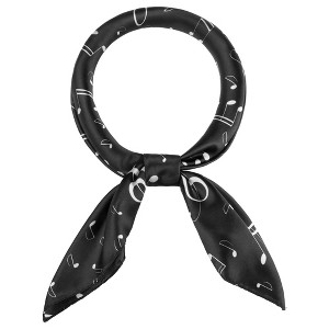 Elerevyo Women Musical Note Printed Satin Silky Square Large Neck Scarves 35.4"x35.4" 1 Pc - 1 of 4