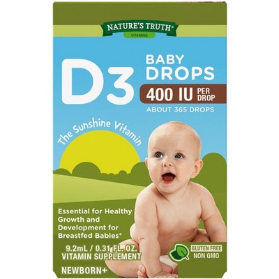 Image of Nature's Truth Vitamin D Drops for Infants and Kids 400 IU | 9.2 mL