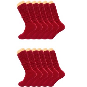 Women’s Slouch Scrunch Socks 12 Pairs Cotton Knee-High Shoe Size 5-10 - 1 of 4