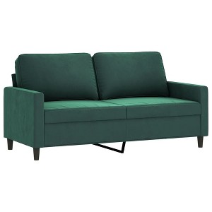 vidaXL Stylish 2-Seater Sofa in Dark Green - Velvet Upholstery - Modern Design for Living Room, Office or Lounge Area - Comfortable Foam-Filled Seats - 1 of 4