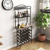 DOMETOUR Industrial Wine Rack Bar Table, 3-Tier Liquor Bottle and Glass Holder with Storage, Metal & Wood Organizer for Home Kitchen & Dining Room - 4 of 4