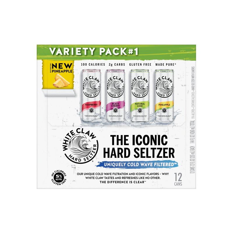 White Claw Hard Seltzer Variety Pack - 12pk/12 fl oz Slim Cans, 5 of 10