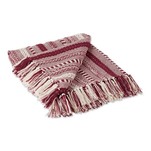 50x60 Braided Striped Throw Blanket Wine Red - Design Imports