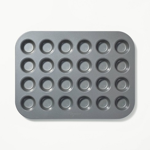 24ct Nonstick Aluminized Steel Mini Muffin Pan Gray - Figmint™