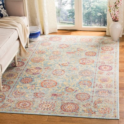 Light Blue Elegance Hand-Knotted Viscose Rectangular Area Rug