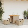vidaXL 5-Piece Patio Dining Set with Cushions - Beige Poly Rattan Dining Set for Garden, Patio - 2 of 4