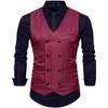 Lars Amadeus Men's Double Breasted V-Neck Slim Fit Formal Wedding Suit Vest - 2 of 4