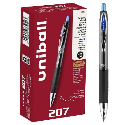 uni-ball uniball 207 Retractable Gel Pens Medium Point 0.7mm Blue Ink 12/Pack (33951)