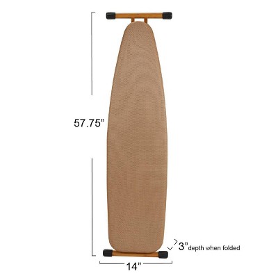 Tan FiberTech Cover Ironing Board with Bamboo Legs