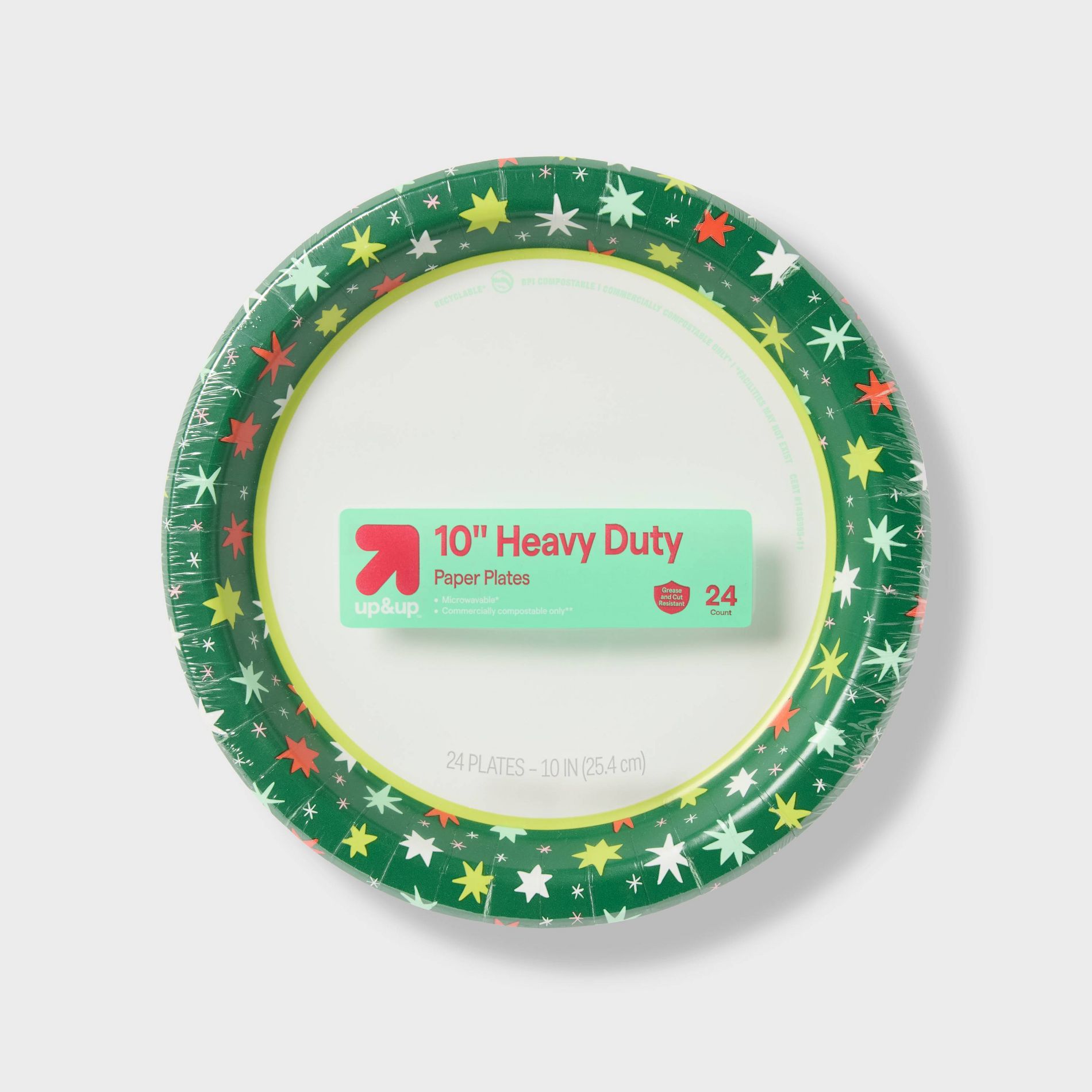 Holiday Disposable Plates - Quilted Star - 10" - 24ct - up&up™