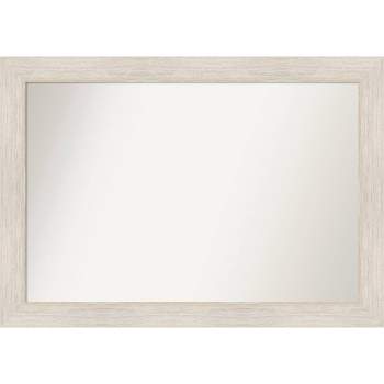 41" x 29" Non-Beveled Hardwood White Wash Wood Wall Mirror - Amanti Art