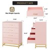 36" 4-Drawer Dresser w/Gold Handlesm, Waterproof MDF Storage Cabinet, White/Pink/Black - 3 of 4