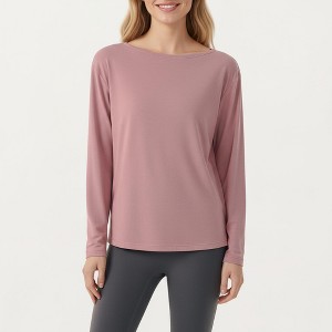 Anna-Kaci Active Women's Long Sleeve Pullover Top with Relaxed Fit and Boat Neckline - 1 of 4