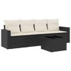 vidaXL 5 Piece Patio Sofa Set with Cushions Black Poly Rattan - 2 of 3