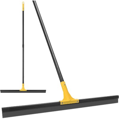 Squeegee Broom for Floor, 18'' Heavy Duty Rubber Wiper with 60'' Long Handle for Bathroom Tile, Garage, and Deck