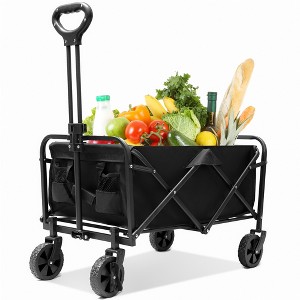 SKONYON Folding Heavy Duty Utility Cart Wagon with Wheels Holds Up to 165 Pounds - 1 of 3
