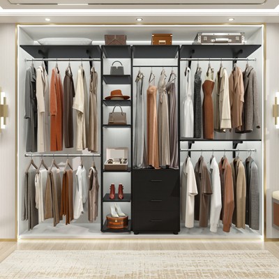 Aheaplus 96'' Wide Heavy-duty Closet Organizer System with Drawers and Tower Kit