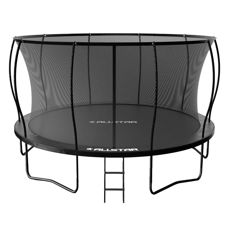 ALLSTAR 14 Ft Round Trampoline for Kids Outdoor Backyard Play Equipment Playset with Net Safety Enclosure and Ladder, 1 of 9