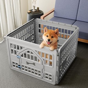 NAYSAYE Dog Pet Playpen Gate for Dogs Cats Safe Secure Indoor Outdoor Pet Fence with Gate Easy to Clean Keep Pets Secure, Gray, 33.54"*33.54"*23.82" - 1 of 4