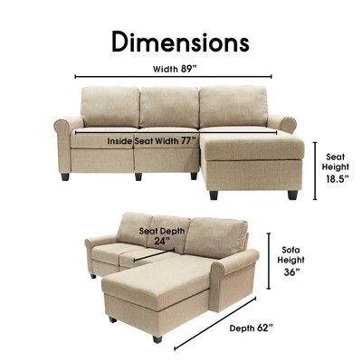 Beige Fabric Sectional Sofa with Storage and Recliner