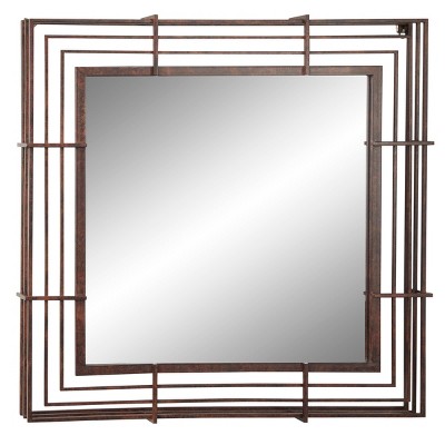 32" x 32" Large Square Industrial Wrought Iron Wall Mirror Bronze - Olivia & May