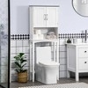 kleankin Modern Over The Toilet Storage Cabinet, Double Door Over Toilet Bathroom Organizer with Adjustable Shelf and Open Shelf, Gray - 3 of 4