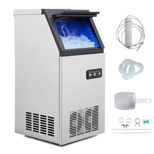 Commercial Ice Maker Machine - 120lbs/24H Stainless Steel Ice Maker with 24lbs Storage Bin, 12-Min Quick Ice, Freestanding or Under Counter - 1 of 4