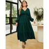 BLUEMING Plus Size Maxi Dress Floral V Neck Surplice Dress with Lantern Sleeve Tie Waist Dresses Plus Size - 2 of 4