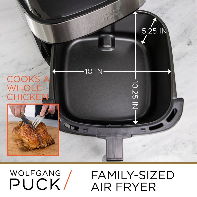 Wolfgang Puck 310oz Stainless Steel Air Fryer, Large Single Basket Design, Simple Dial Controls, 2 of 8