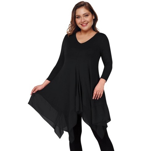 Womens Plus Size Irregular Hem Long Sleeve Loose Shirt Dress Top - image 1 of 1