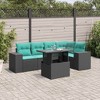 vidaXL 6 Piece Patio Sofa Set with Cushions Black Poly Rattan - 2 of 4
