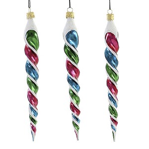 Sbk Gifts Holiday 8.0 Inch 3 Vintage Brites Twist Icicles Ornaments Mardi Gras 3 Pc Set Tree Ornaments - 1 of 4