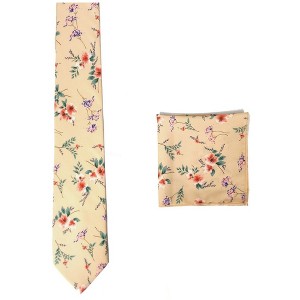 Men's Floral Cotton 3.35 Inch Wide And 58 Inch Long Neckties And Hankies - 1 of 3