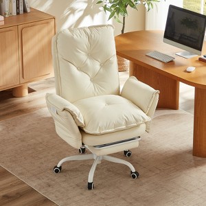 Bestier Office Chair with Footrest and Flip-Up Arms, Ergonomic High Back Criss Cross Chair with Side Pockets, Leather Cross Legged Chair with Wheels - 1 of 4