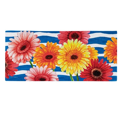 Evergreen Spring Gerbera Bouquet Textured Sassafras Indoor Outdoor Switch Doormat 1'10"x10" Multicolored