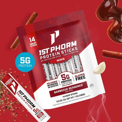 1st Phorm Seasoned BBQ Protein Mini Meat Sticks - 7oz/14ct