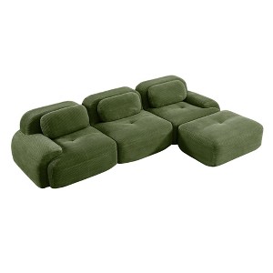 117" Corduroy Modular L-Shaped Sectional Sofa with Ottoman - 1 of 4