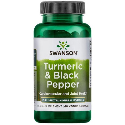 Swanson Turmeric and Black Pepper Vegetable Capsules, 600 mg, 60 Count