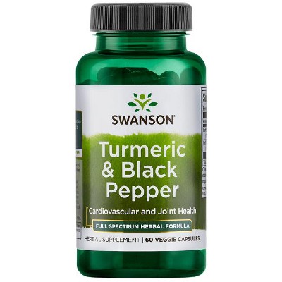 Swanson Turmeric & Black Pepper Supplement, Helps Support Cardiovascular, Liver, Mood & Memory Health, Promotes Joint Mobility, 60 Capsules.