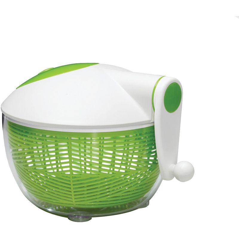 Starfrit 5-Qt. Salad Spinner, Green and White, 1 of 7