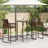 vidaXL Bar Table With Glass Top Black Poly Rattan Tall Modern - 3 of 4