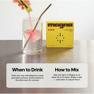 Magna Hydration Electrolyte Mix Stick Pack Dietary Supplement Vegan Powder - Lemon Lime - 10ct: Magnesium 210mg, Sugar-Free, Gluten-Free