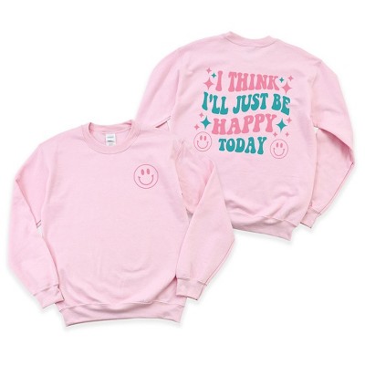 Simply Sage Market Women's Graphic Sweatshirt I'll Just Be Happy Colorful Front And Back