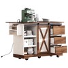 Sapphtopaz Kitchen Island with Power Outlet, Barn Door Rolling Kitchen Cart on Wheels with Spice Rack, Storage Cabinet for Kitchen, Dining Room - 4 of 4