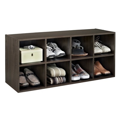 Espresso Stackable 8-Cubby Shoe Storage Organizer