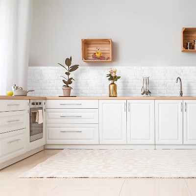 Metro Carrera White Marble Peel and Stick Backsplash Tiles