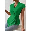 Women's Ruched Cross Fit V Cut Knot Blouse - Supreme Fashion - 3 of 3