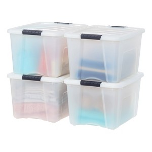 IRIS USA 40qt Plastic Storage Bins with Lids and Secure Latching Buckles - 4 Pack - 1 of 4